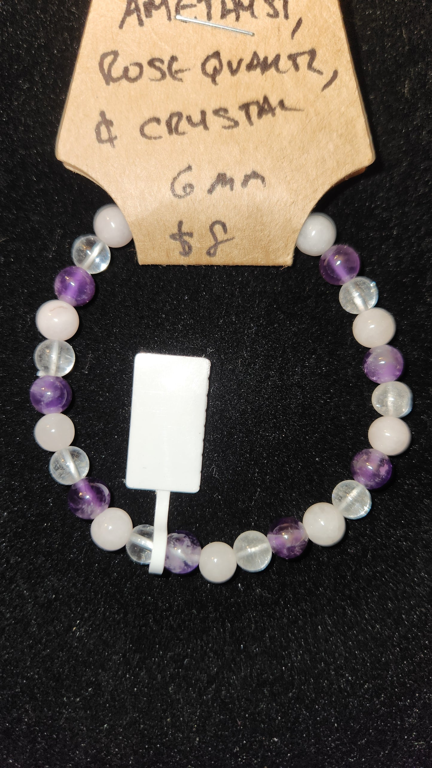 Amethyst,Clear Quartz & Rose Quartz Bracelet (6MM)