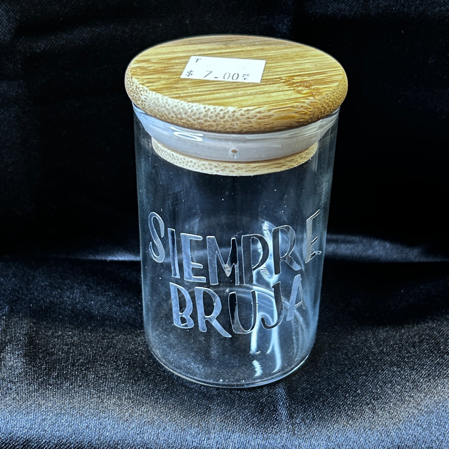 Herb Glass Jar w/ Wood Lid - 7oz