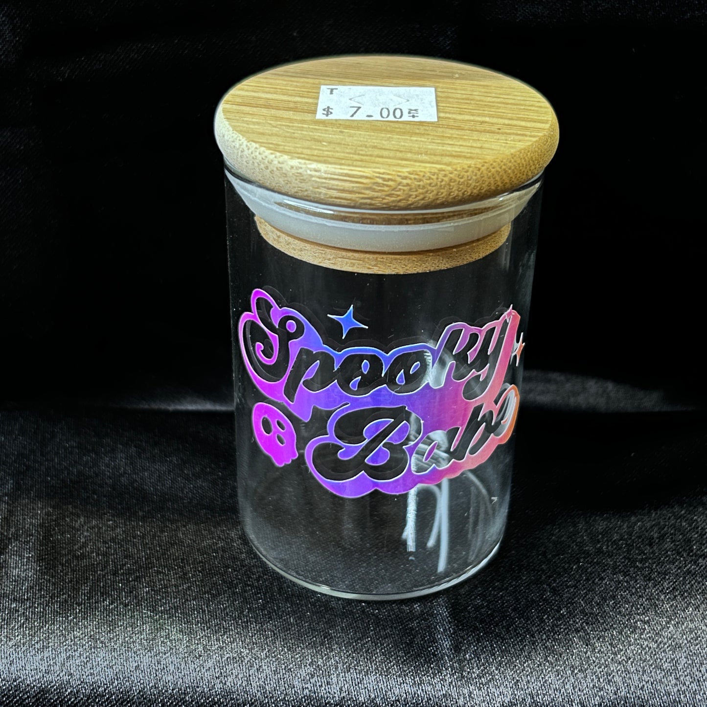 Herb Glass Jar w/ Wood Lid - 7oz