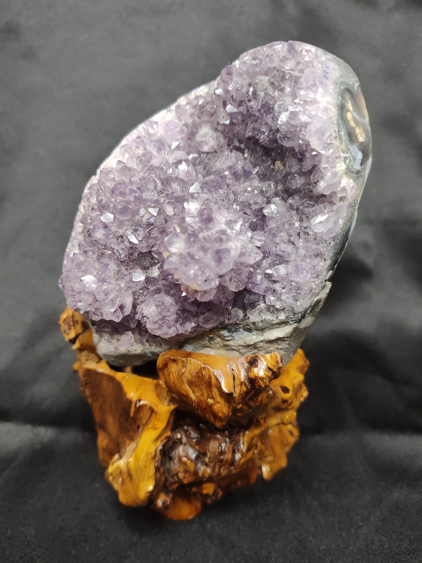 Amethyst Geode with Custom Wooden base.
