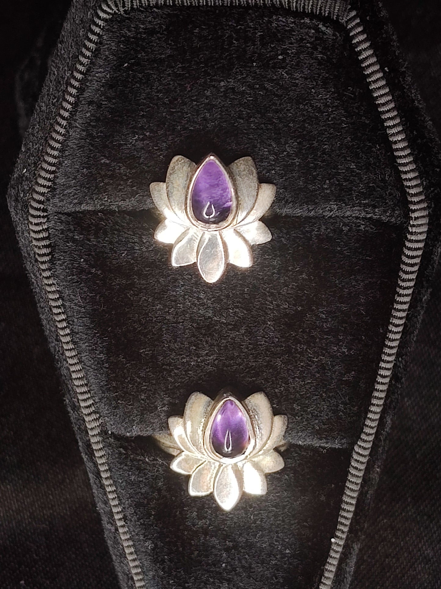 Amethyst Sterling Silver Lotus Flower Ring
