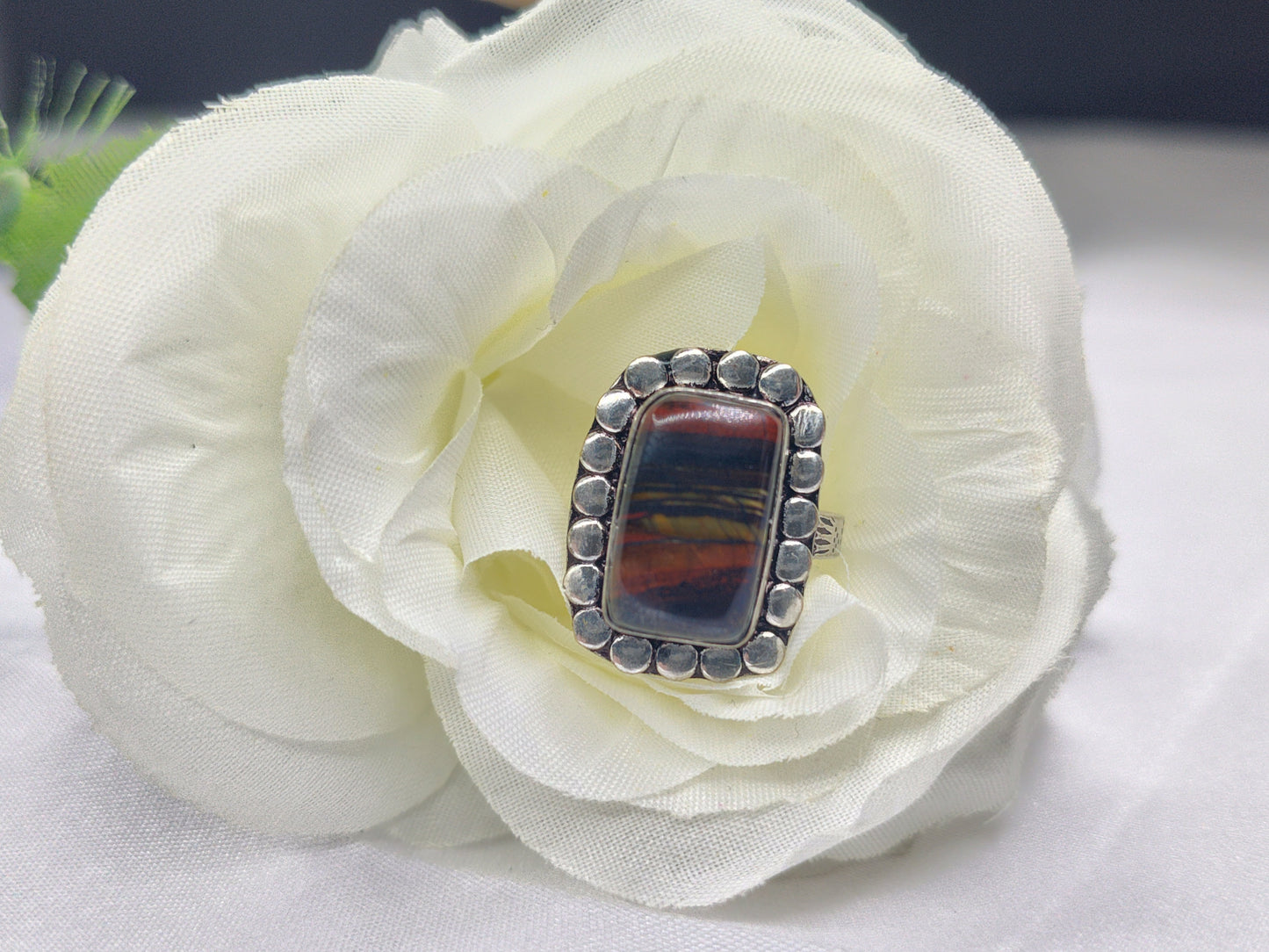 Tigers Iron Square Cut in Sterling Silver Setting Ring