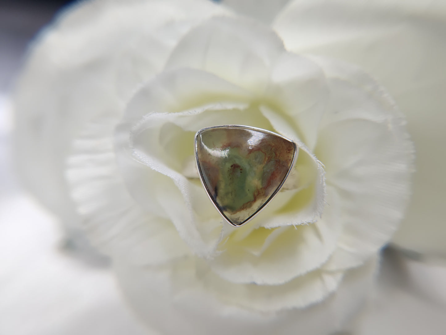 Aqua-prase Triangle Cut in Sterling Silver Setting Ring