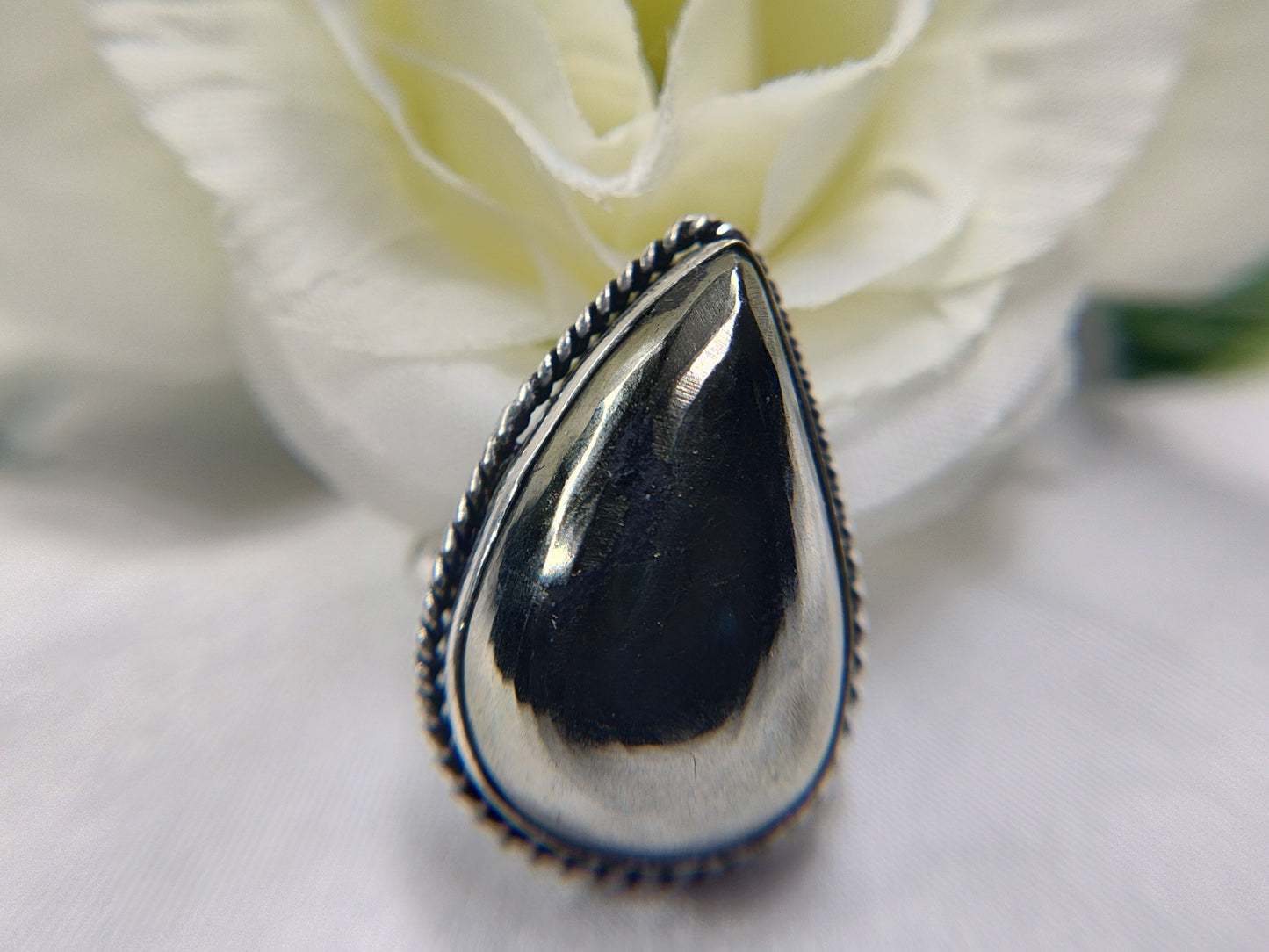 Pyrite Tear Drop Cut in Sterling Silver Setting Ring