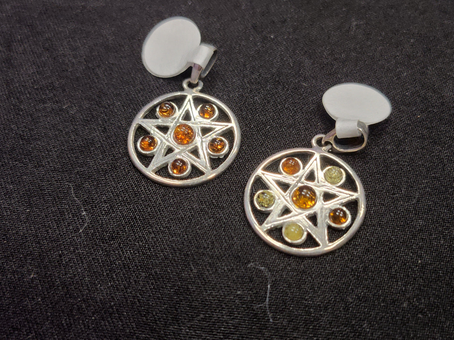 Amber in Sterling Silver Pentagram Pendant