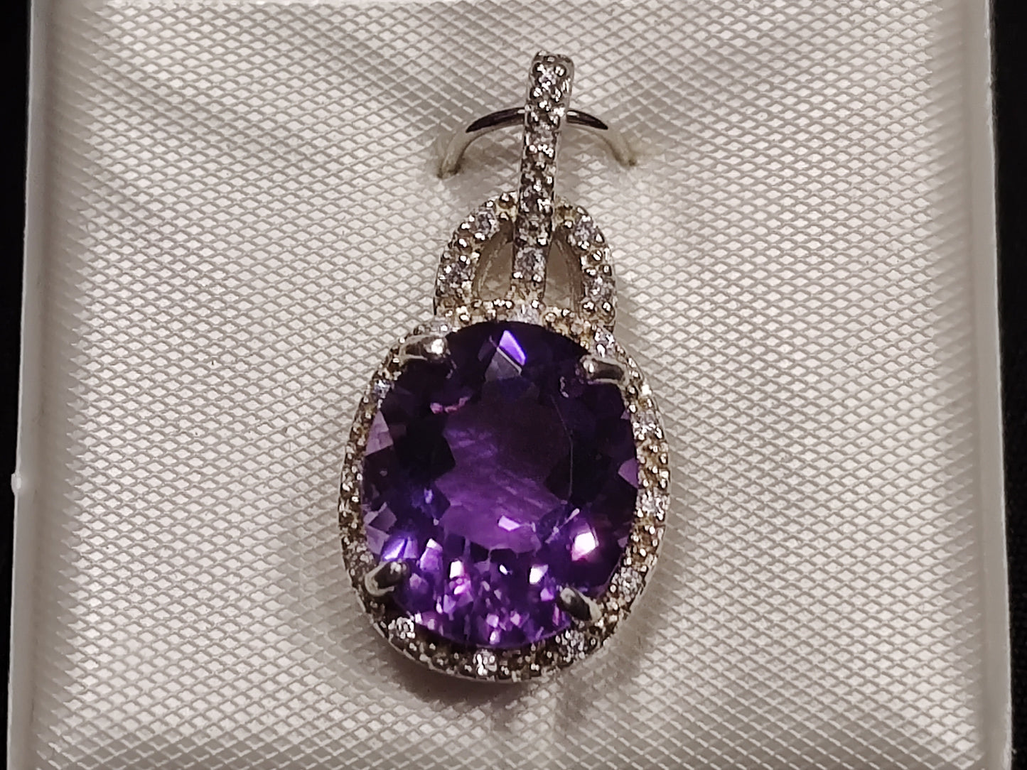 Amethyst Oval Cut Necklace Charm in Sterling Silver
