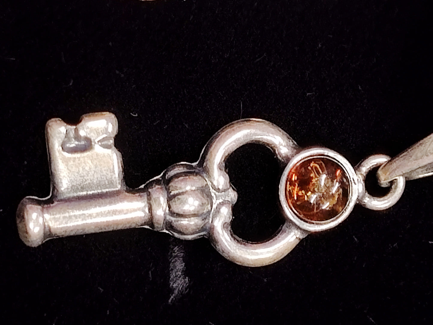 Amber Circle Cut in Sterling Silver Necklace