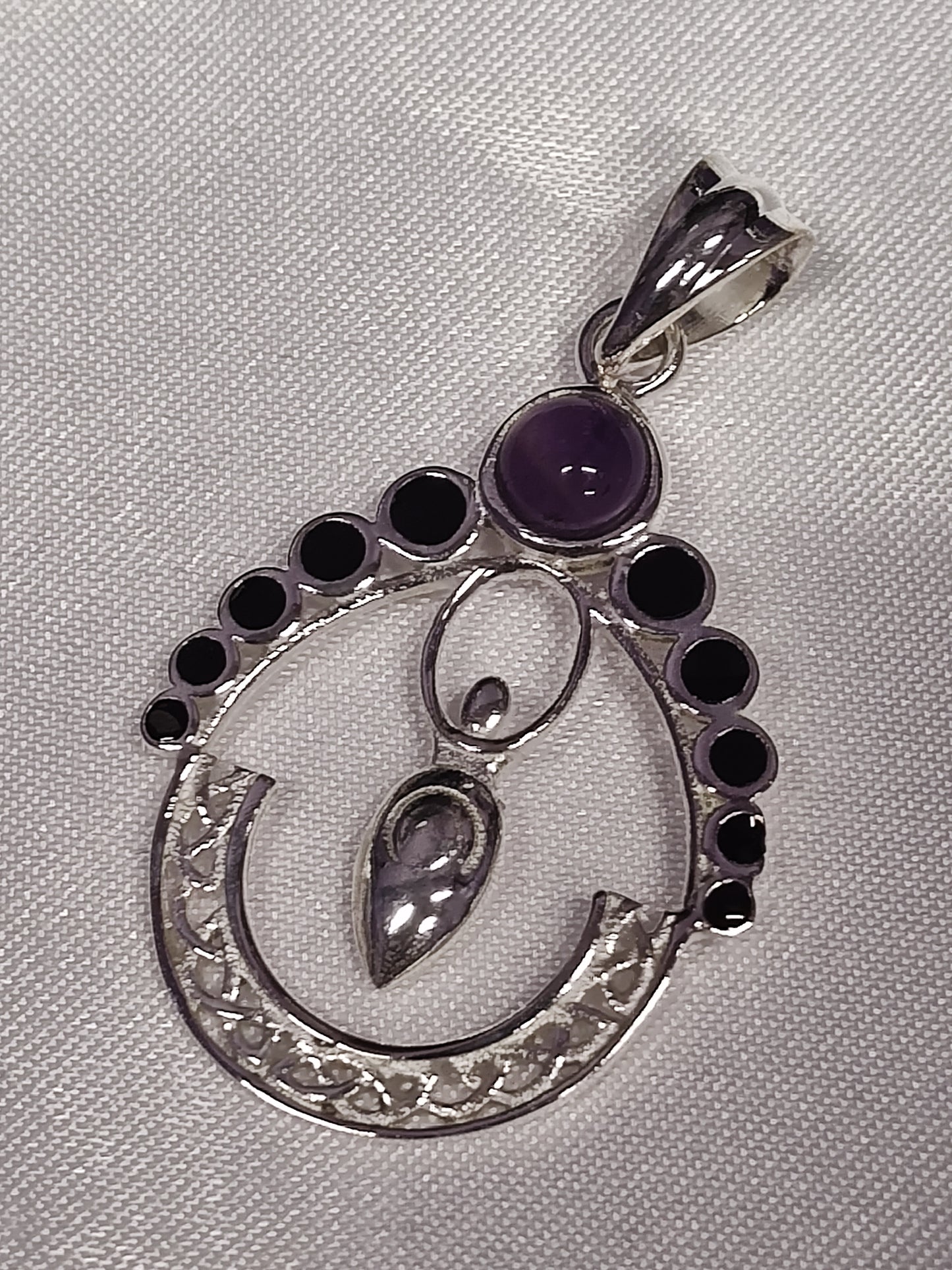 Amethyst Circle Cut in Sterling Silver Moon Goddess Pendant