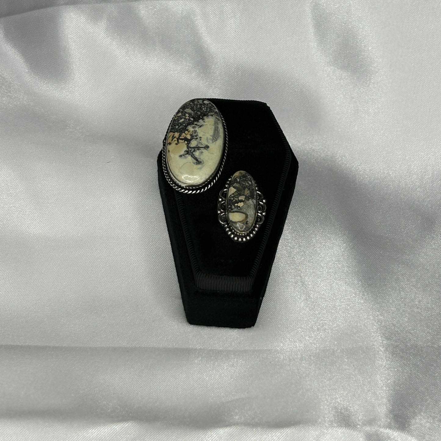 Dendritic Opal Oval Cut in Sterling Silver Ring