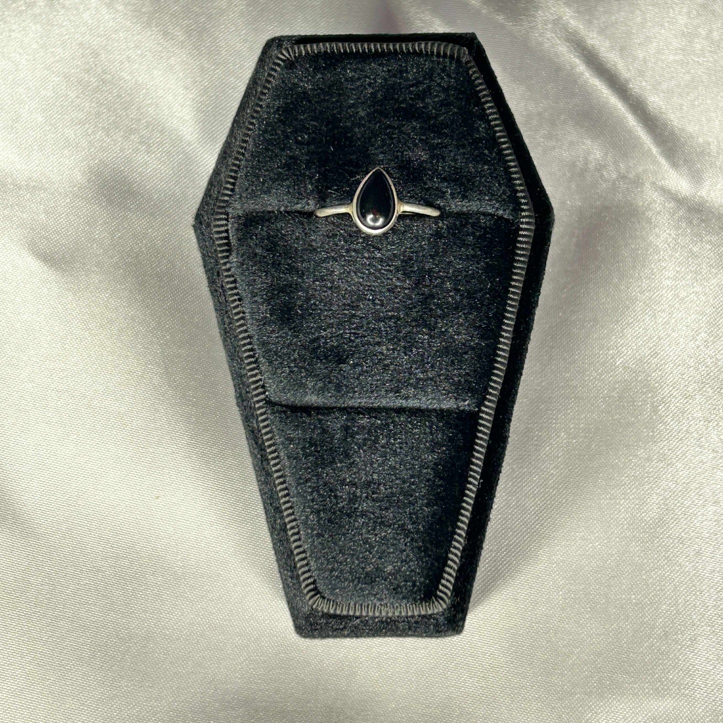 Onyx Sterling Silver Tear Drop Ring