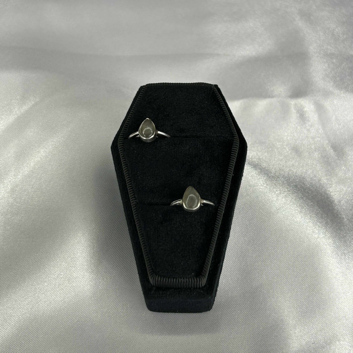 Grey Quartz Sterling Silver Rain Drop Ring