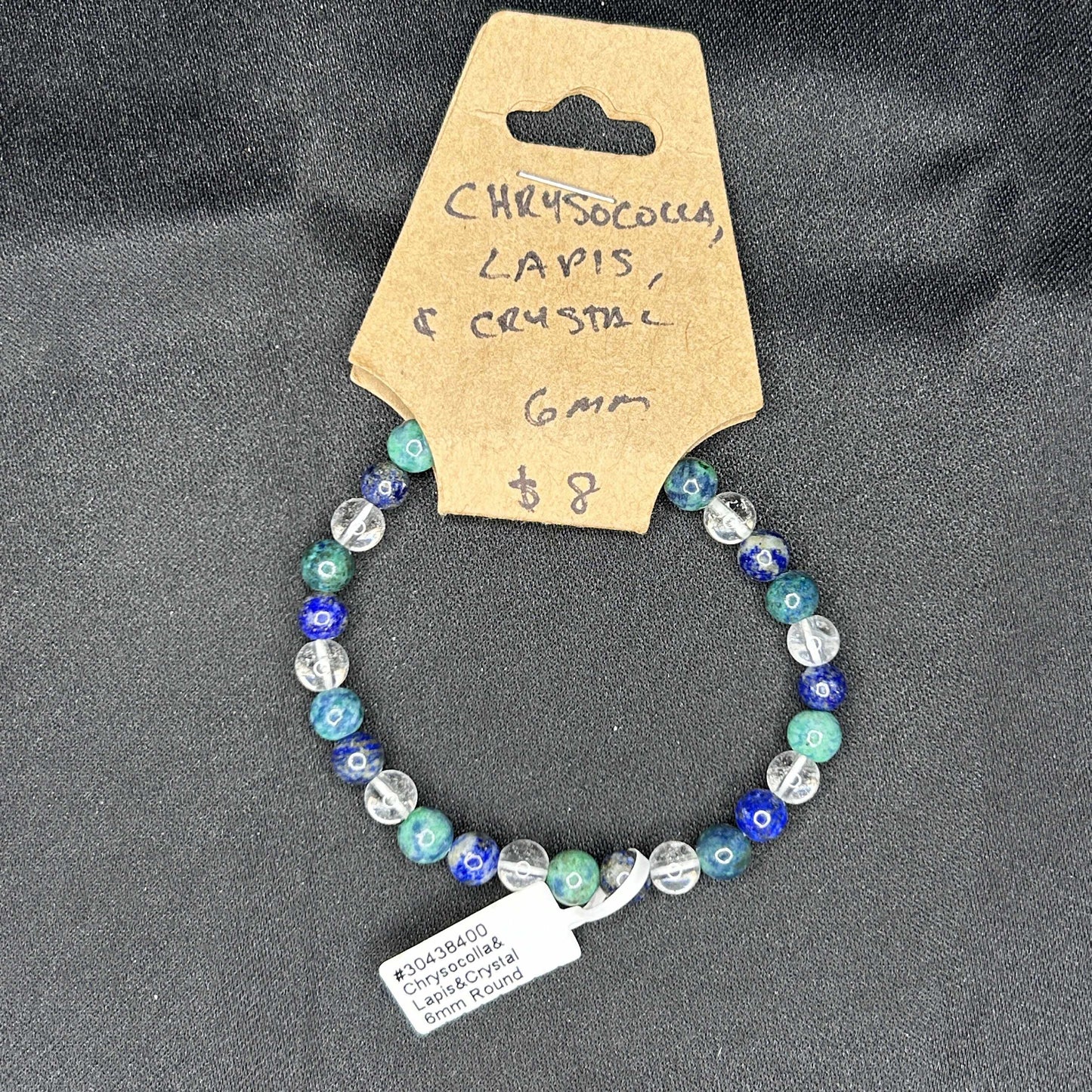 Chrysocolla, Lapis Lazuli + Clear Quartz Bracelet