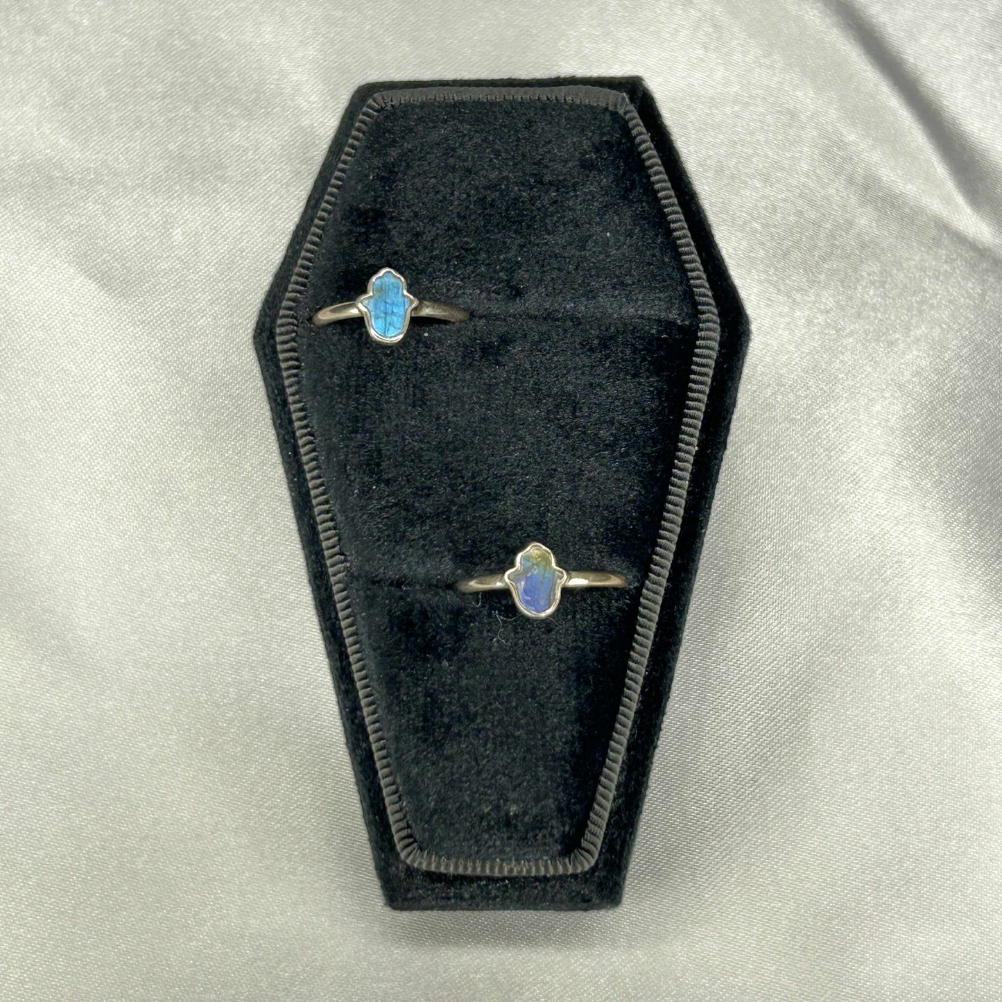 Labradorite Sterling Silver Hamsa Hand Ring