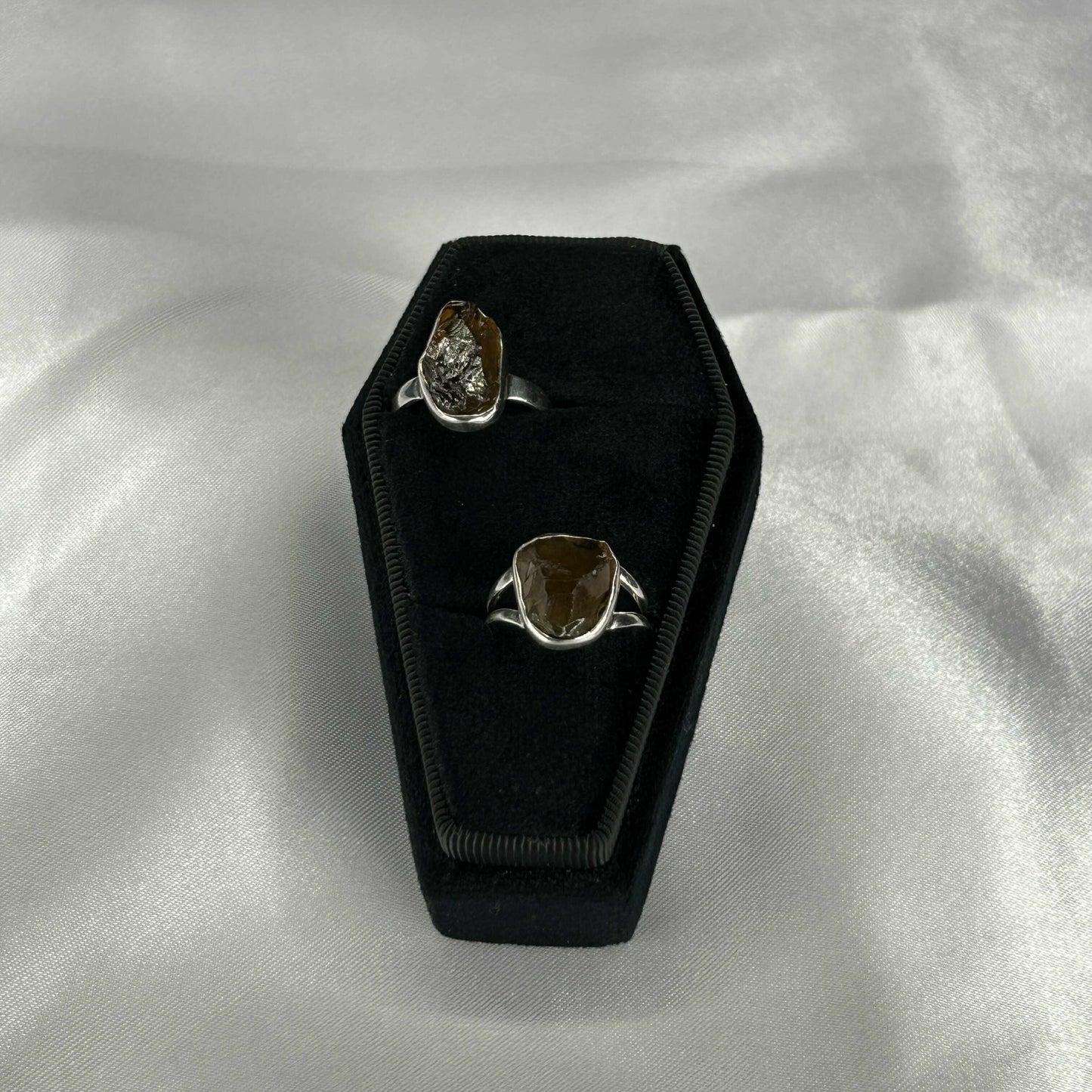 Cognac Quartz Sterling Silver Raw Cut Ring