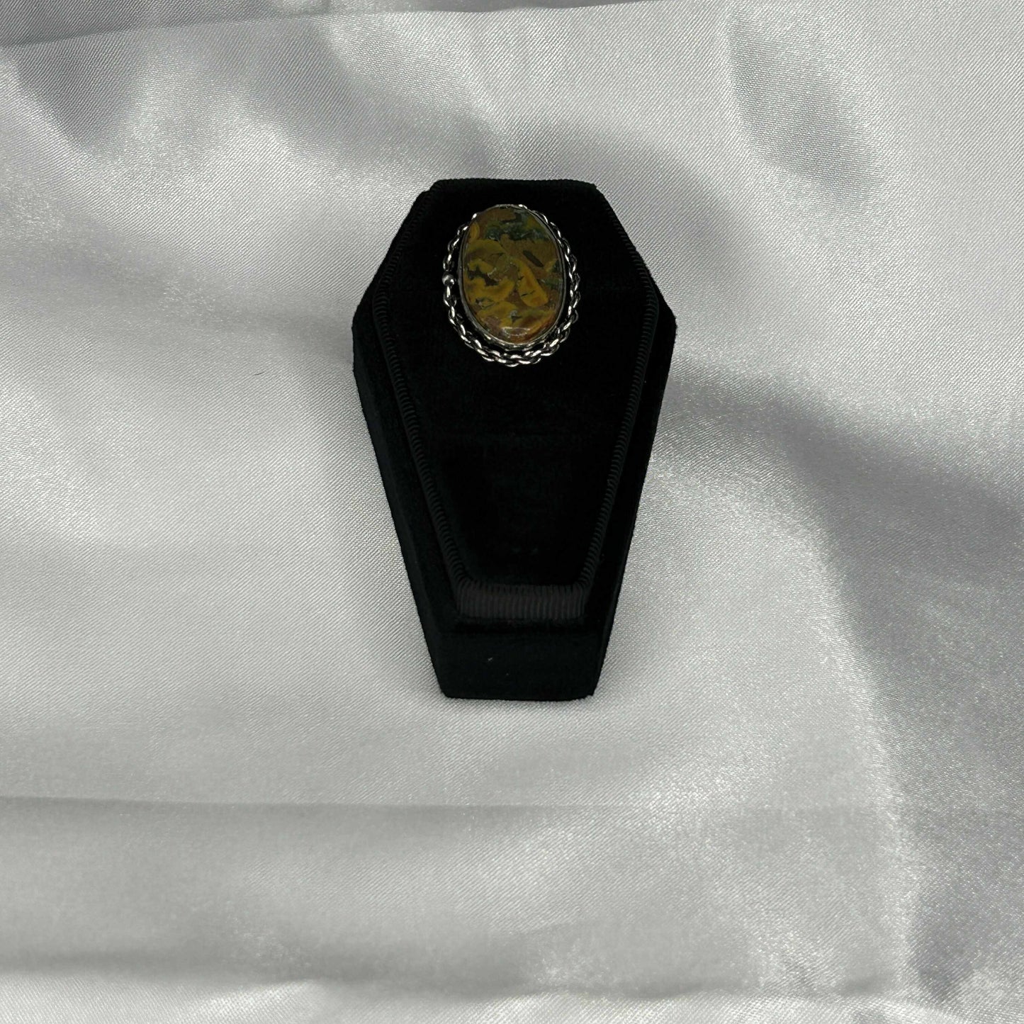 Fruit (Ajooba) Jasper Oval Cut in Sterling Silver Setting Ring