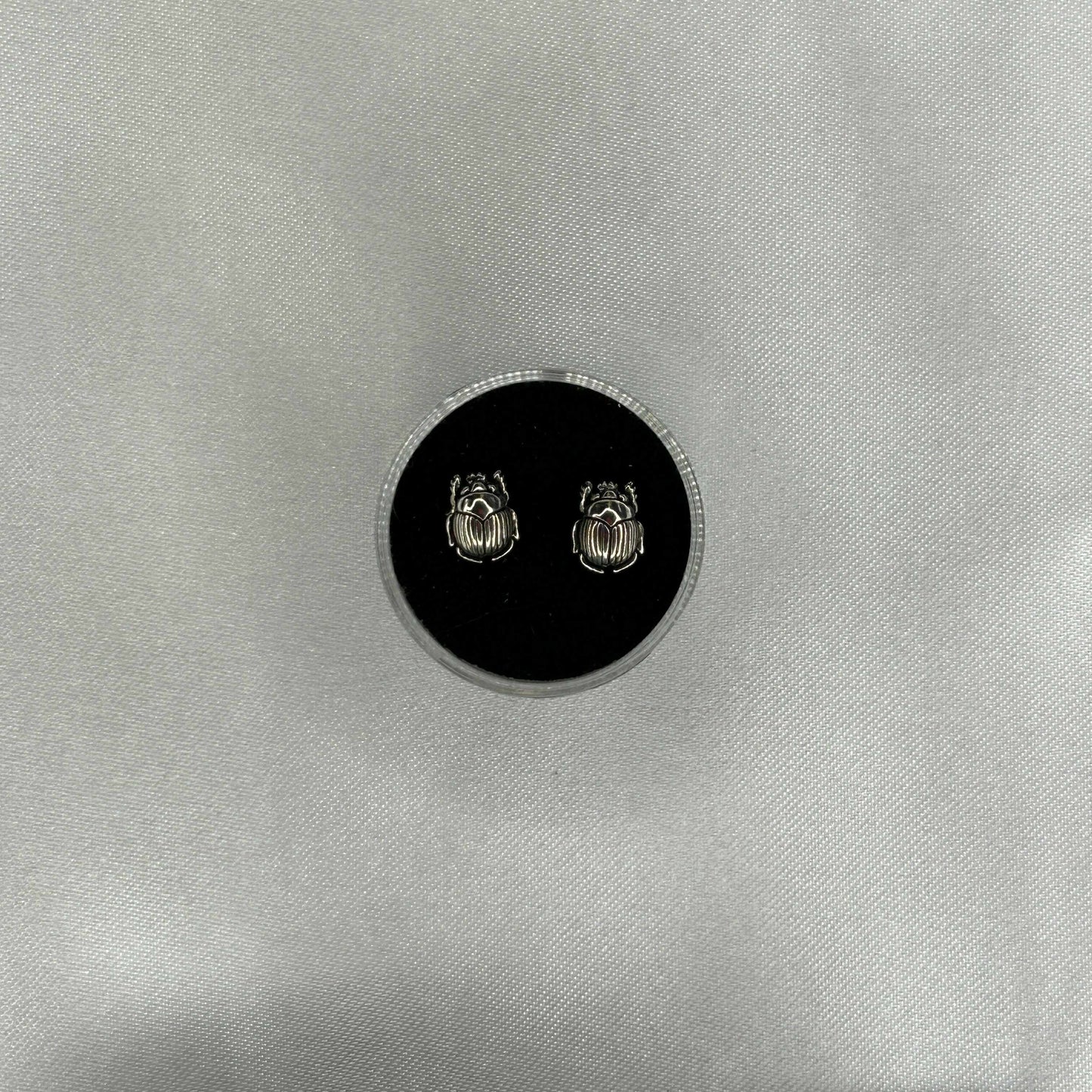 Scarab Beetle Sterling Silver Earrings