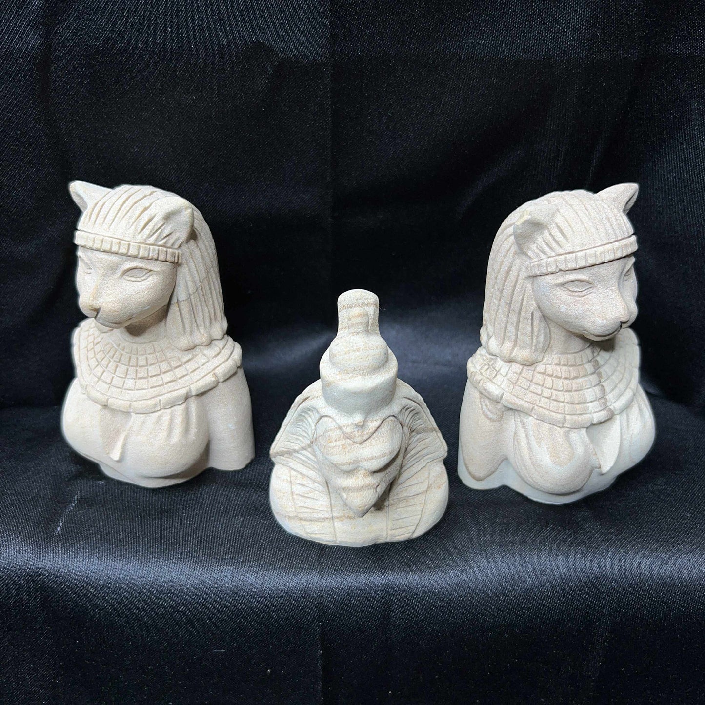 3in Natural Serpenggiante Quartz Egyptian Deity Statues