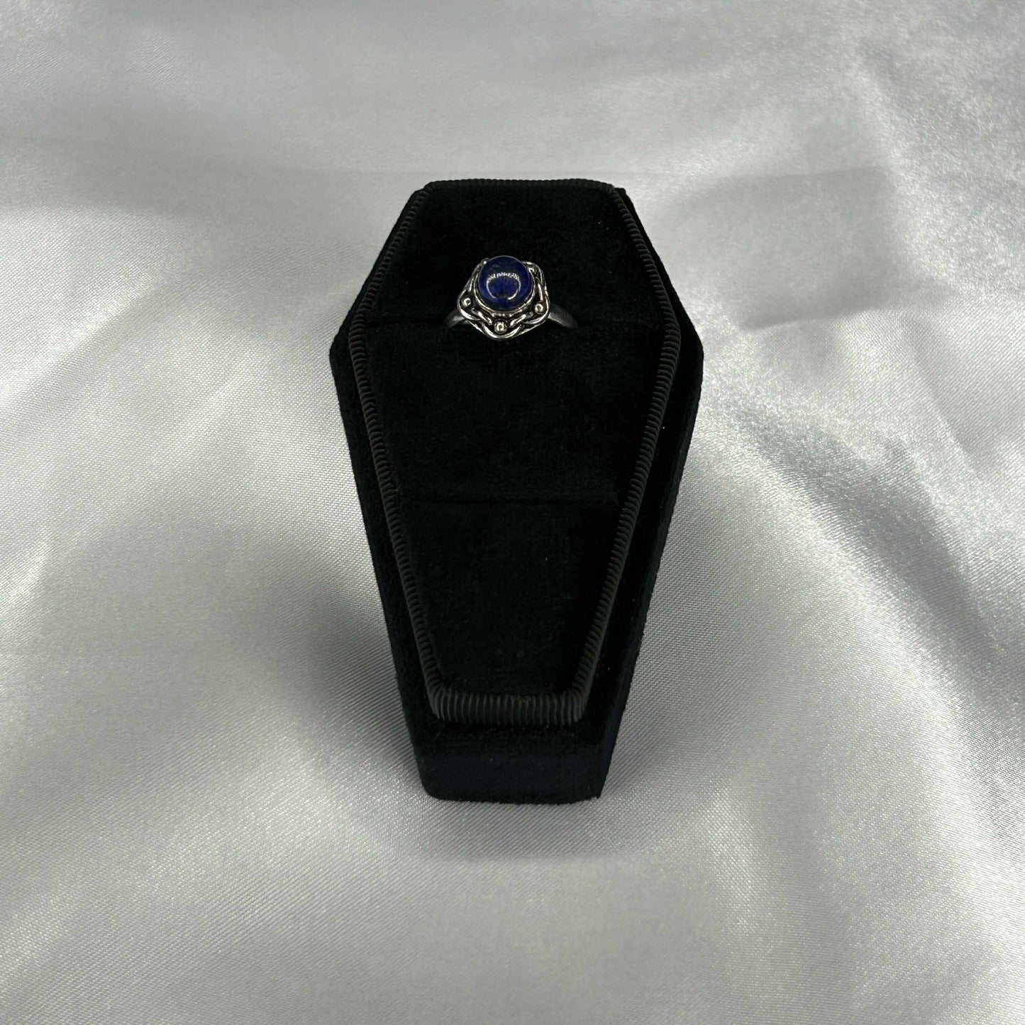 Lapis Lazuli Sterling Silver Flower Ring