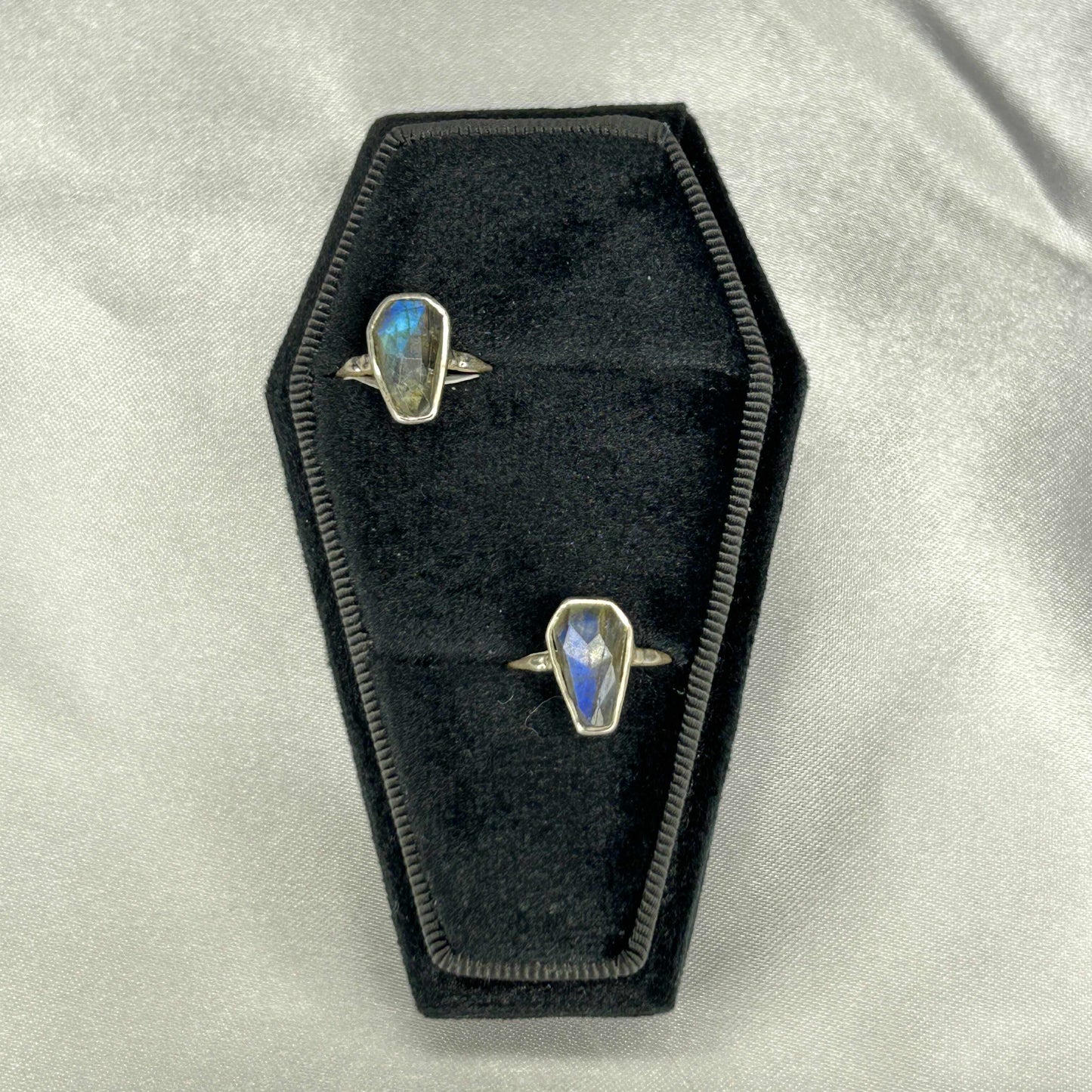 Labradorite Sterling Silver Coffin Cut Ring