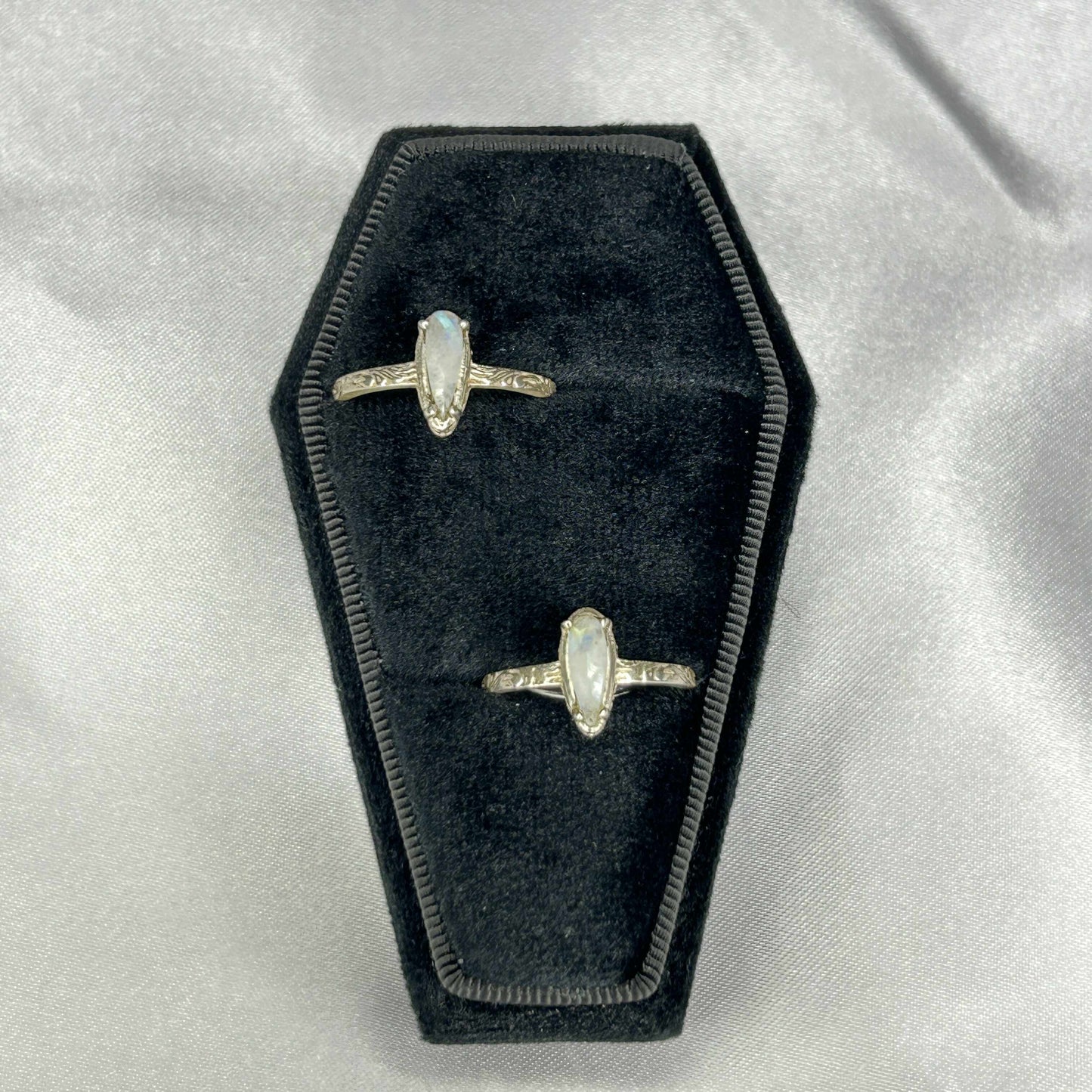 Rainbow Moonstone Sterling Silver Tear Drop Ring