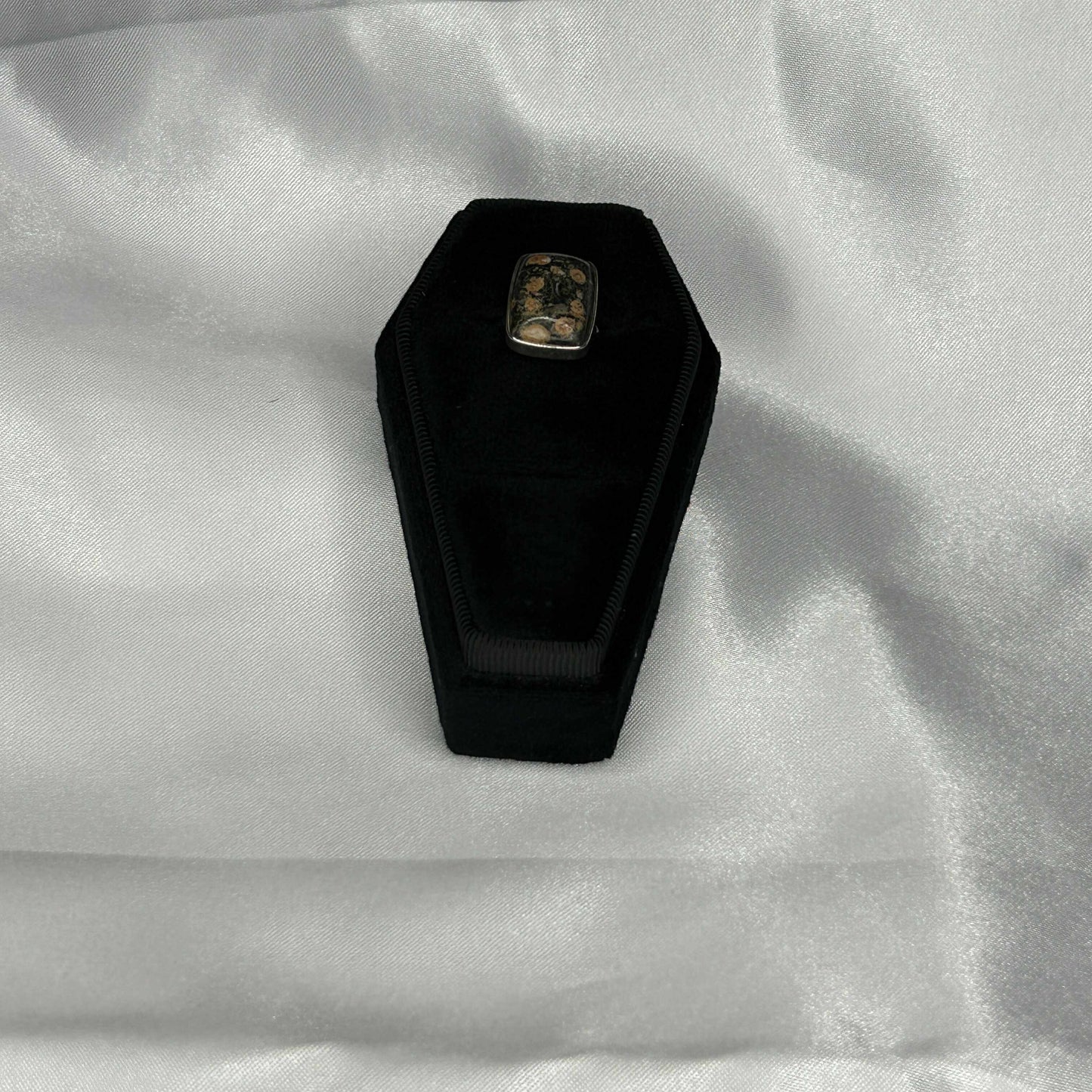 Leopard Skin Jasper Rectangle Cut in Sterling Silver Ring