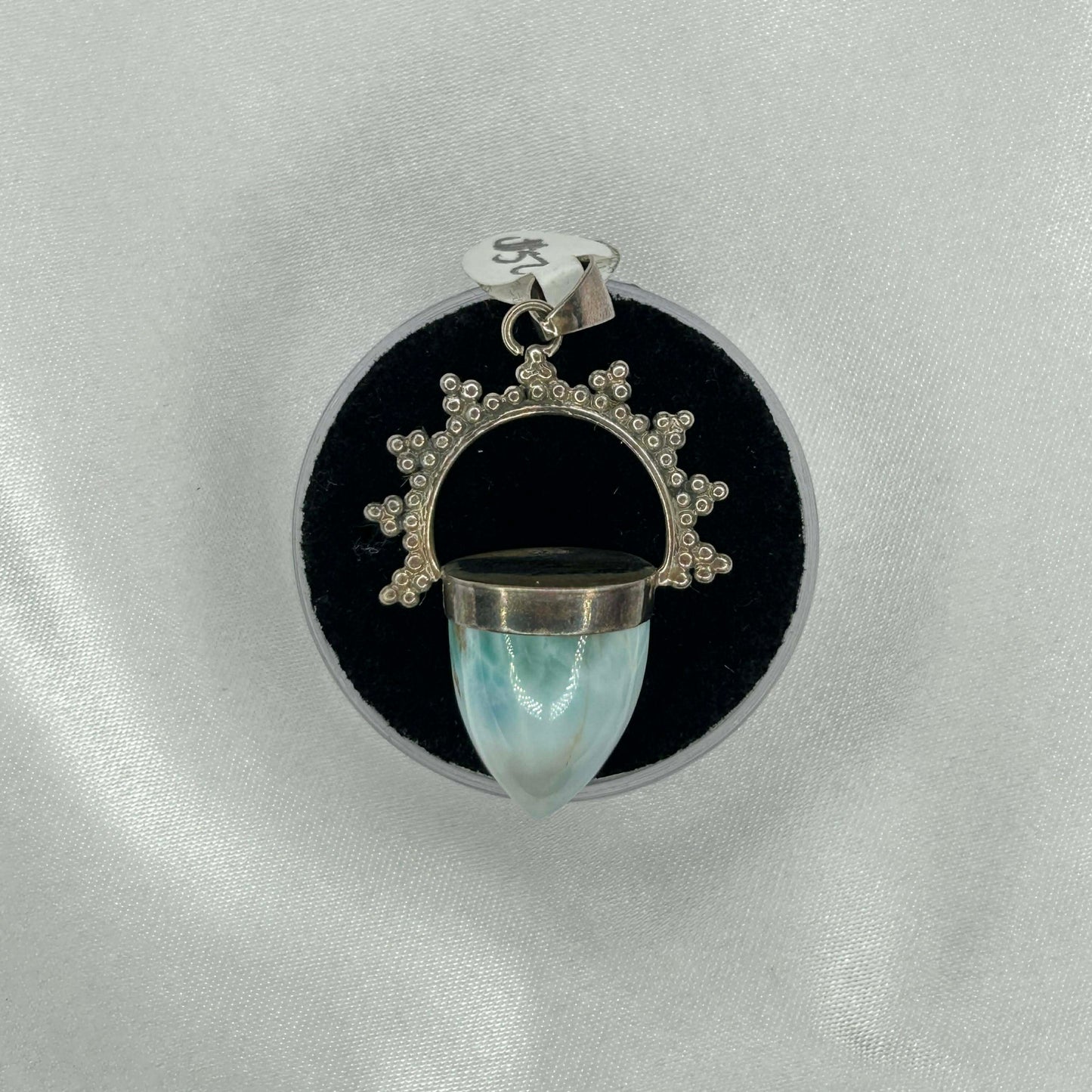 Larimar Rain Drop with Sterling Silver Bridge Bezzle