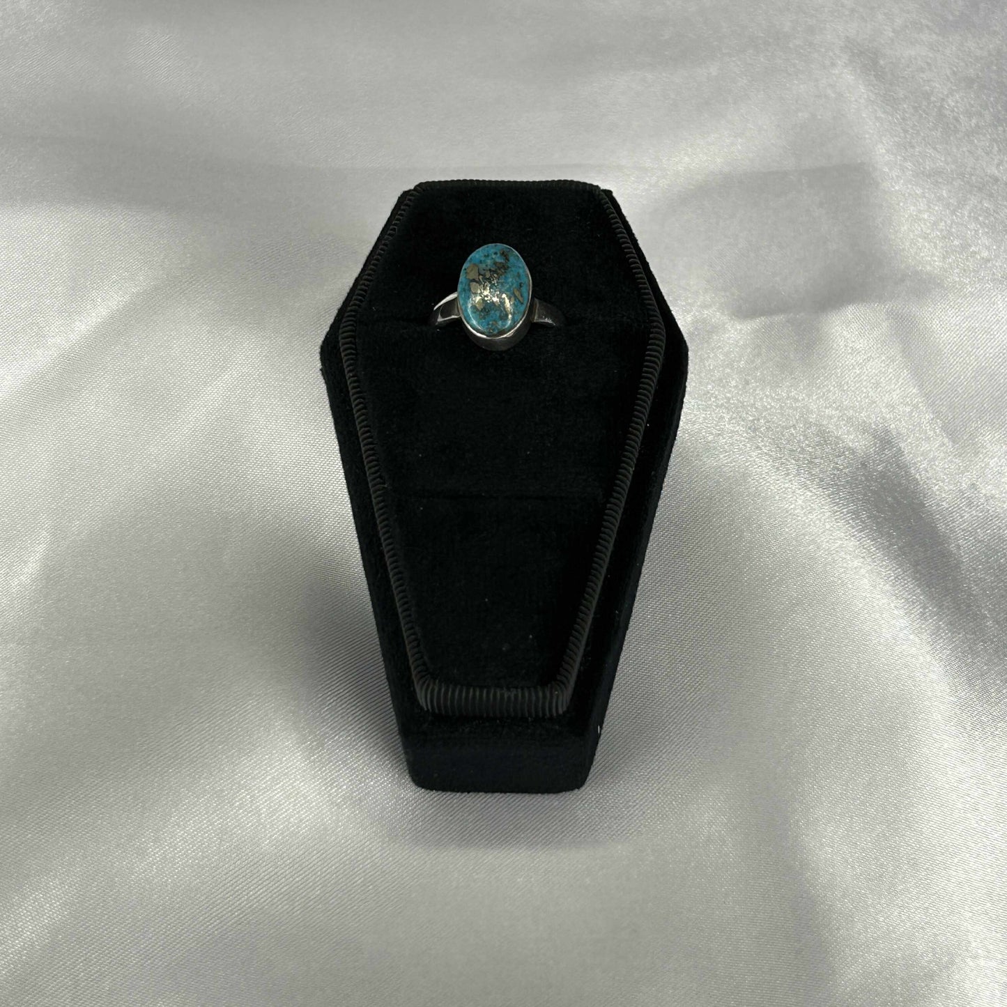 Blue Copper Turquois Sterling Silver Oval Cut Ring