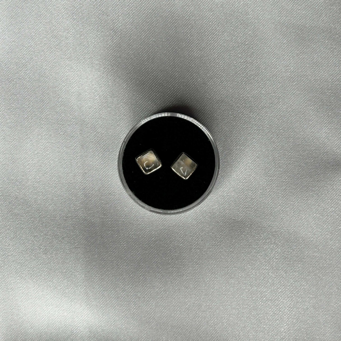 Rose Quartz Square Cut sterling Silver Earrings