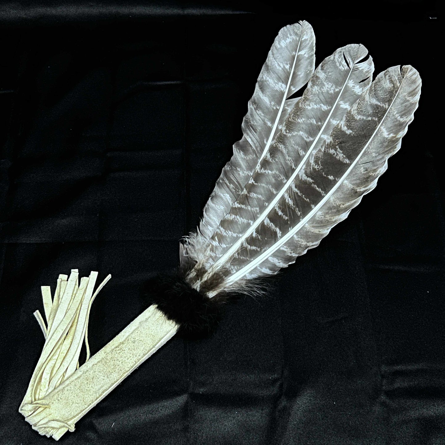 Smudge Fan Hand-Made with Turkey Feathers (Large)