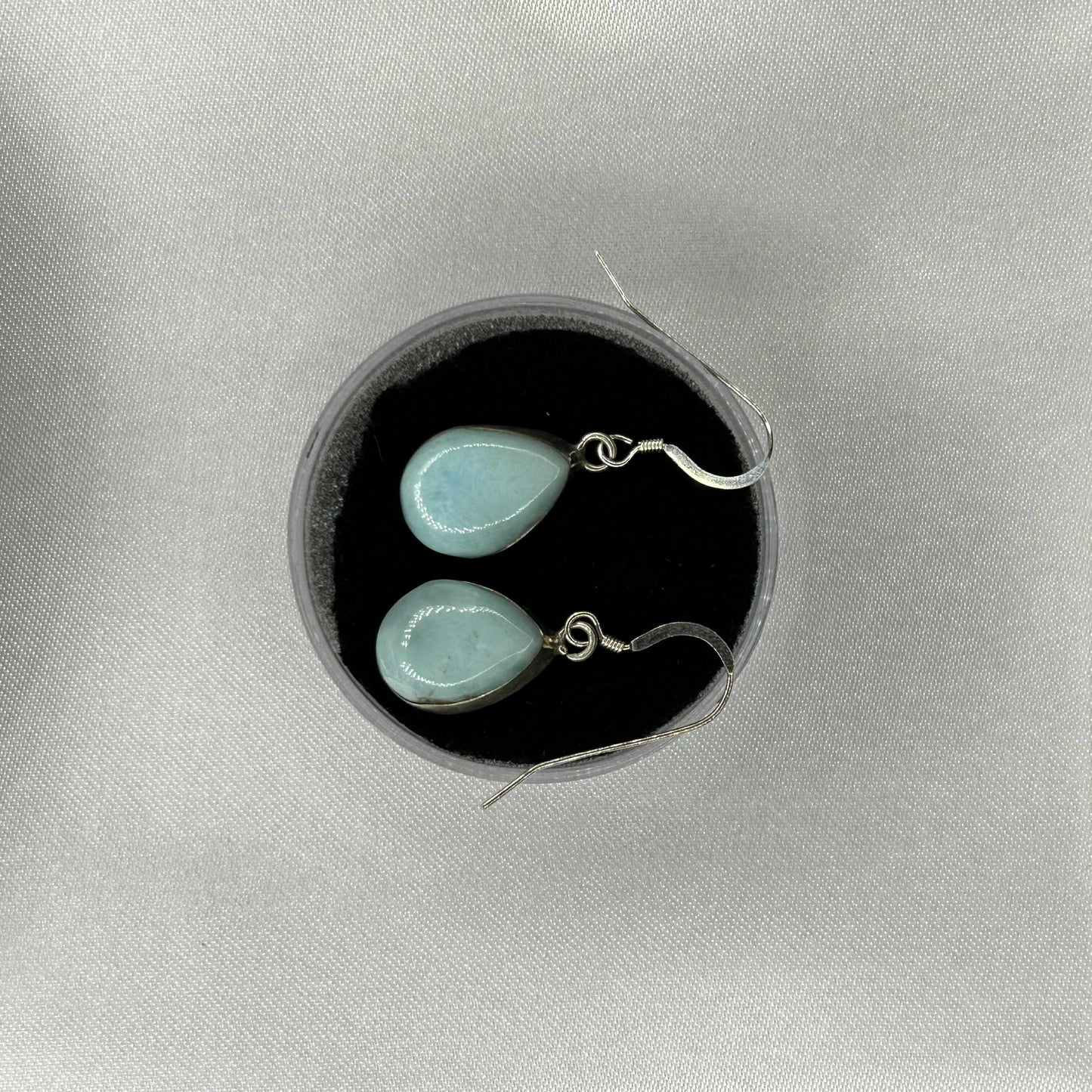 Larimar Raindrop Sterling Silver Earrings