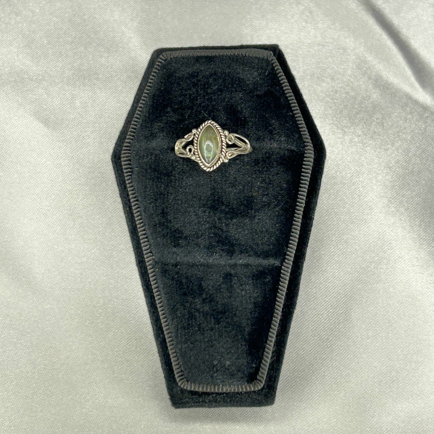 Labradorite Sterling Silver Oblong Ring