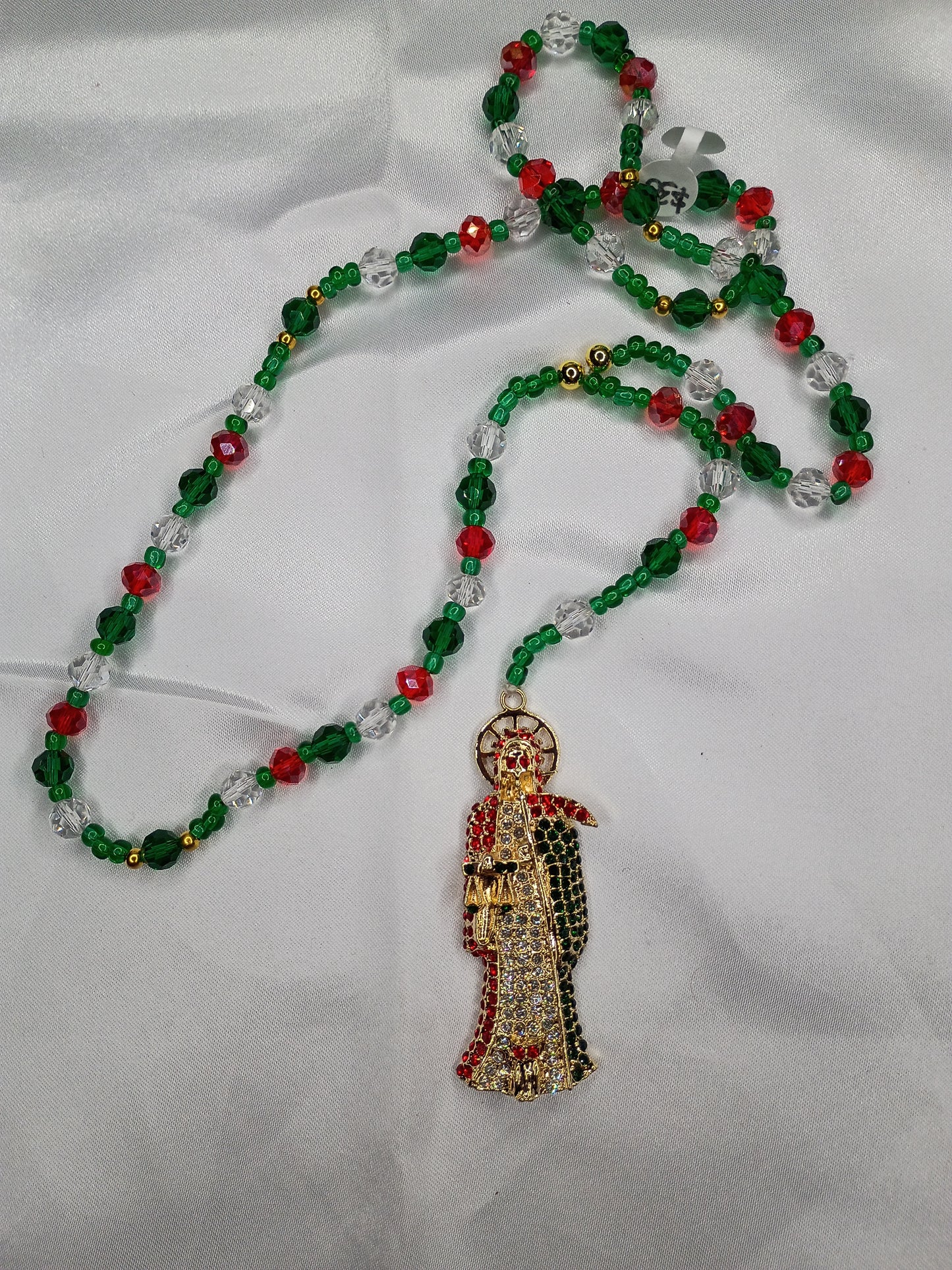 Red and Green Santa Muerte Rosary
