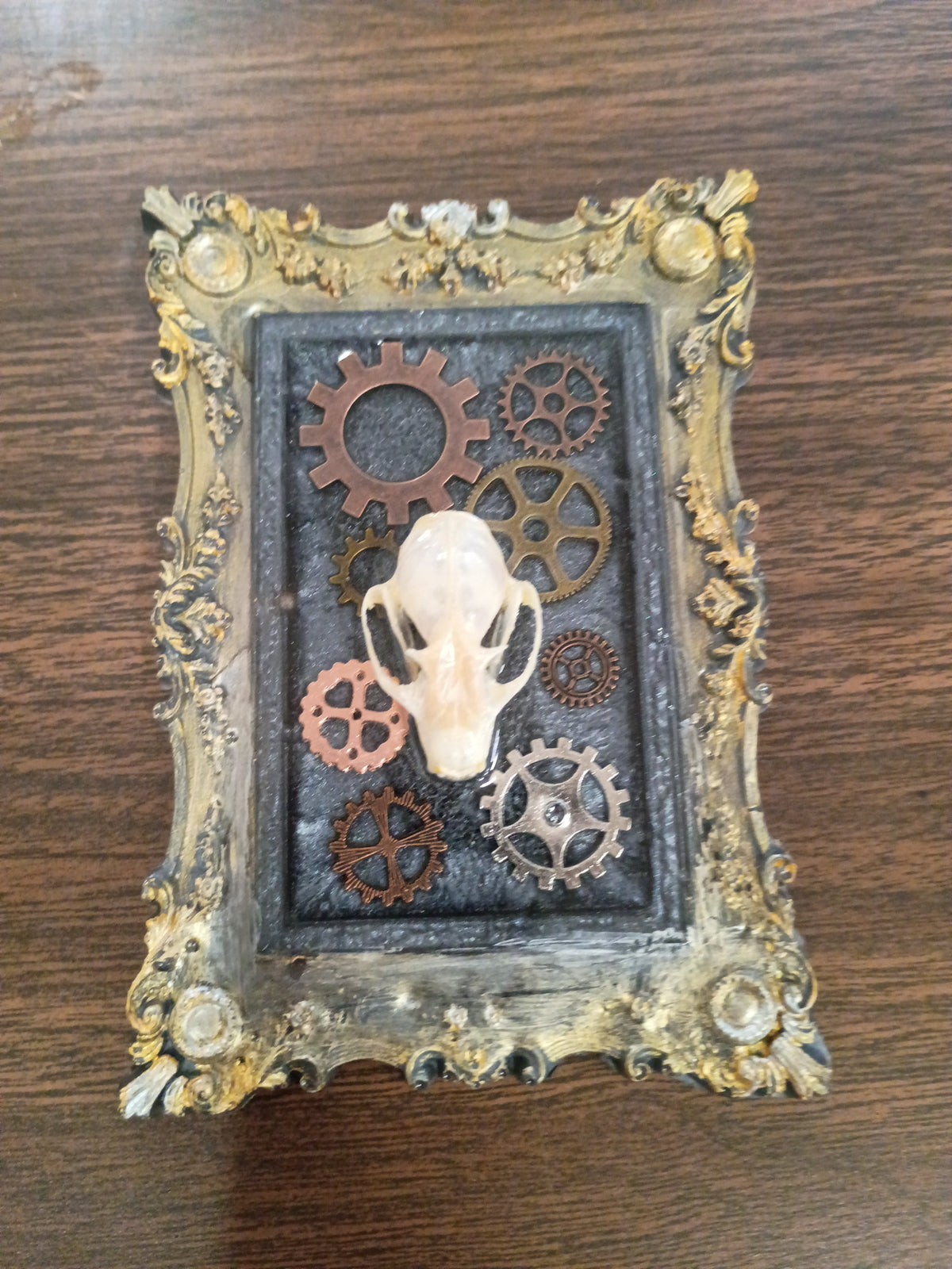 Framed Steampunk Skunk Skull