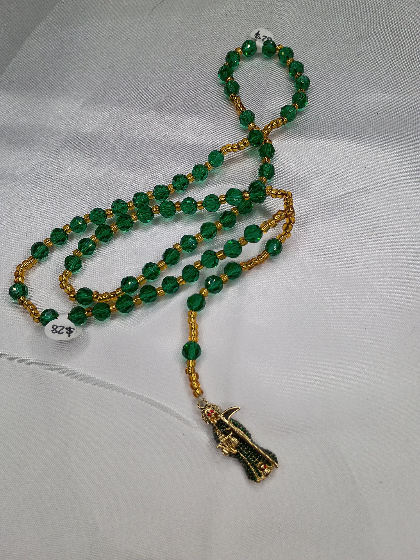 Green Santa Muerte Rosary