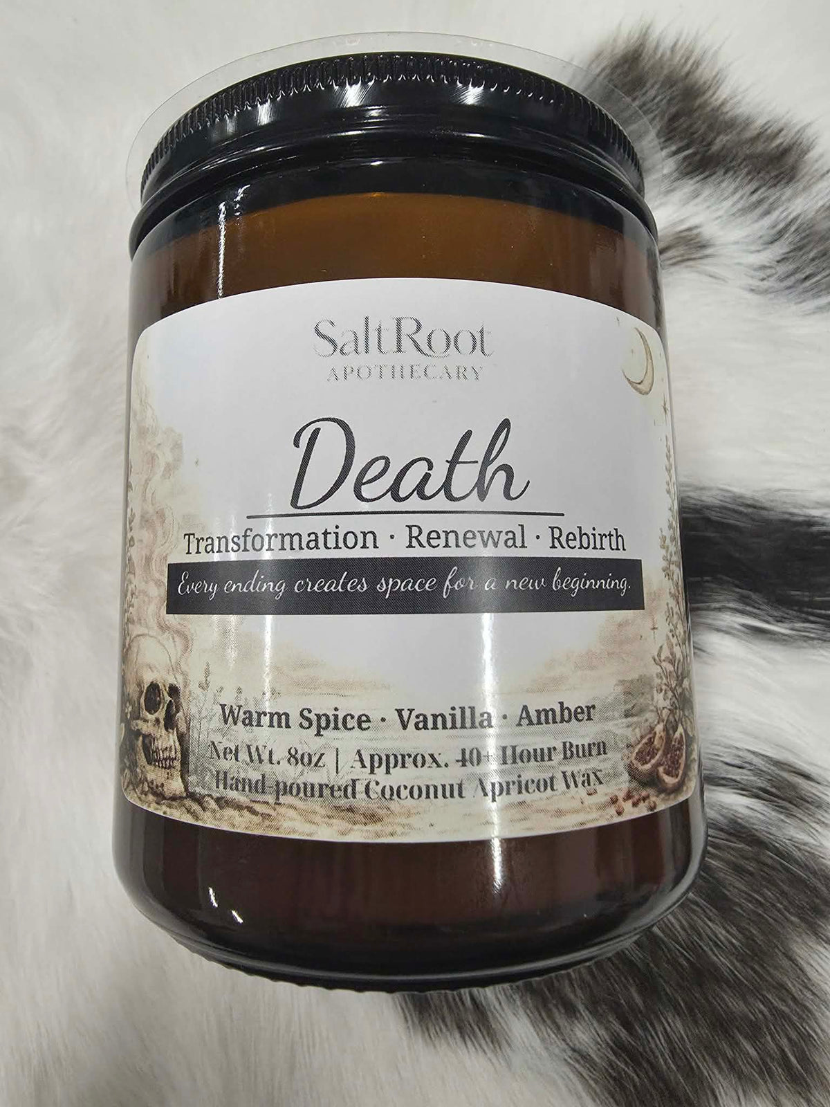 Death Candle 8 oz. Amber Jar