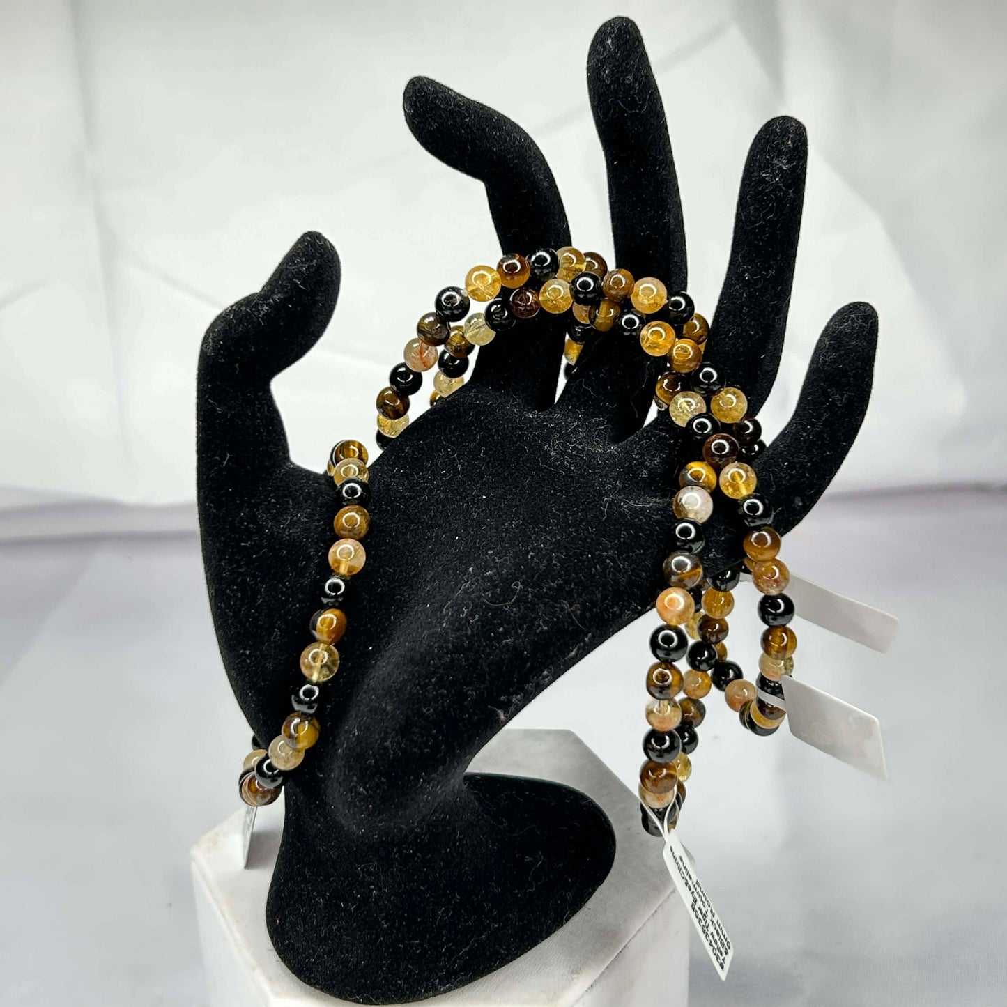 Bracelet of Black Tourmaline, Citrine, and Tigers Eye