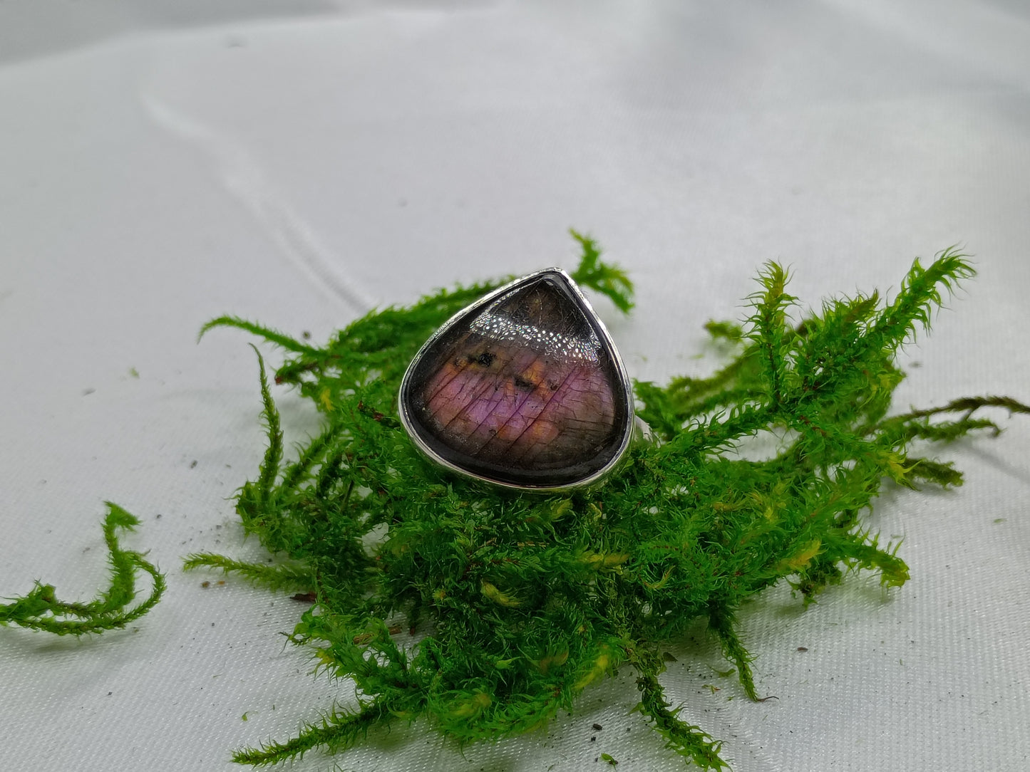 Purple Labradorite Tear Drop Ring 9.25 Sterling Silver