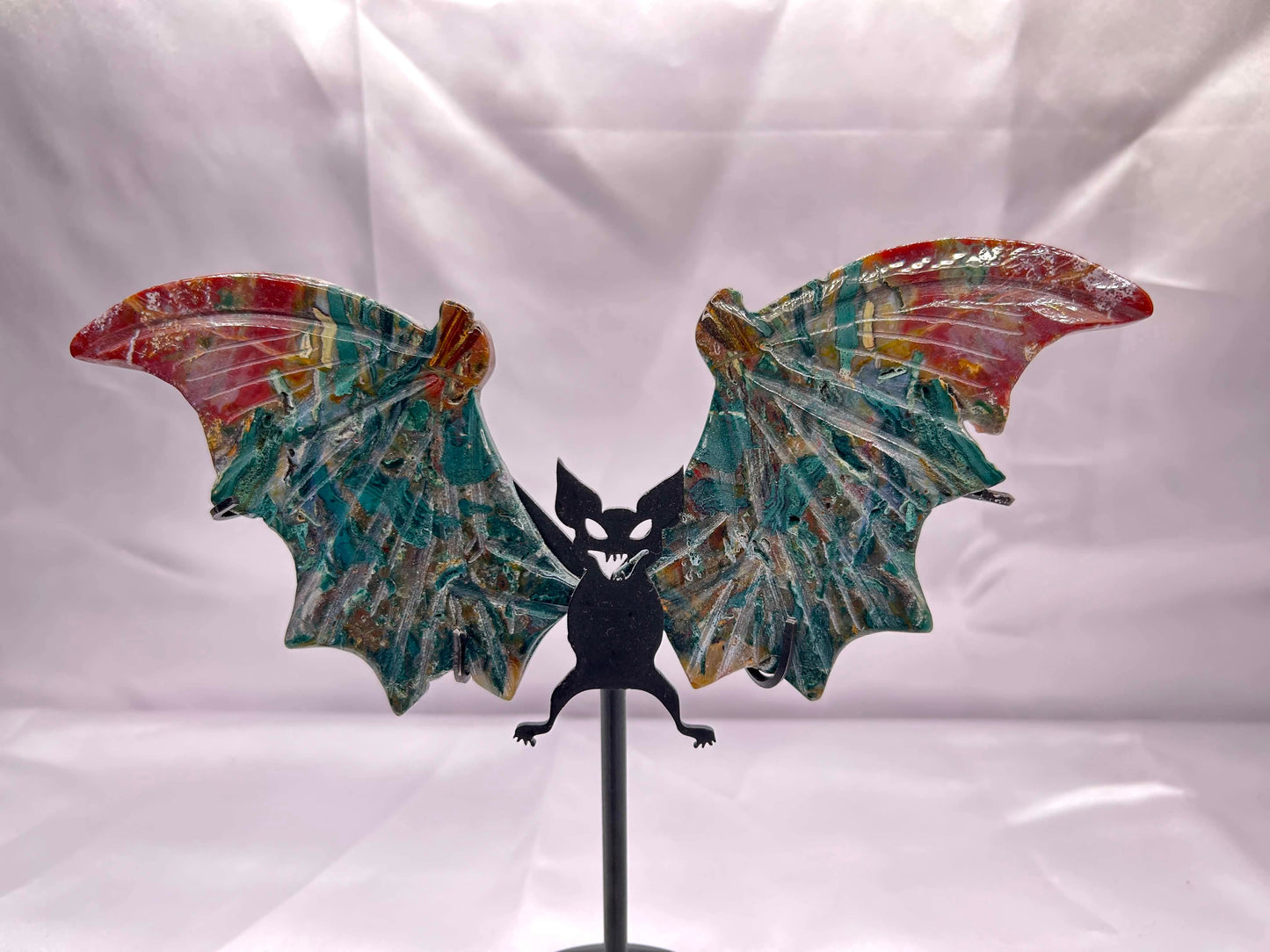 Ocean Jasper Bat on Stand