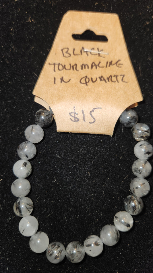 Black Tourmaline in Quartz Bracelet