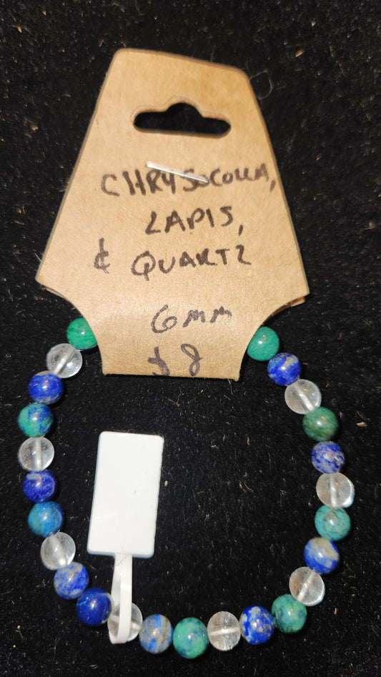 Chrysocolla,Lapis,Clear Quartz bracelet (6MM)