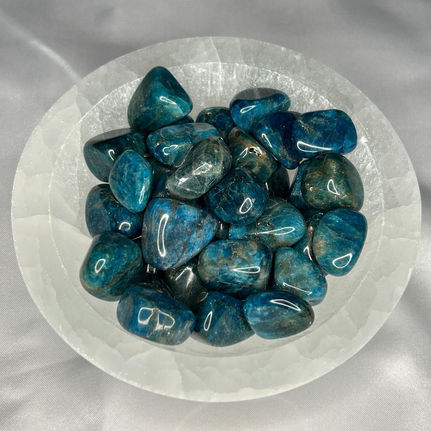Blue Apatite Tumbles (Vibrant)