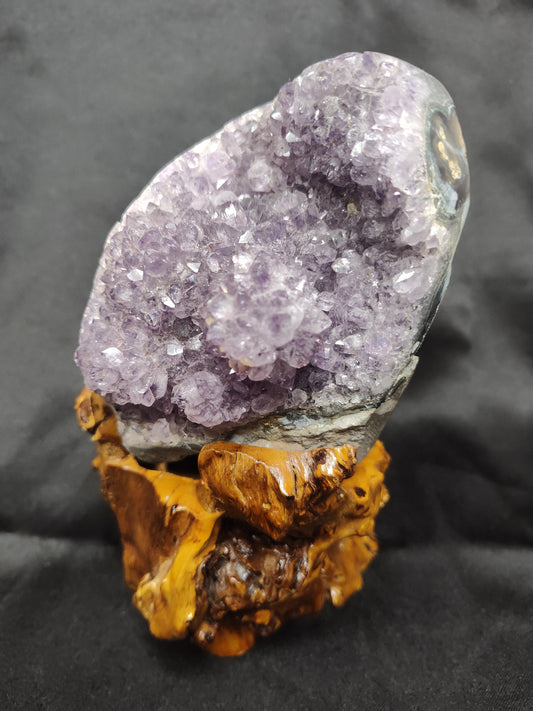 Amethyst Geode with Custom Wooden base.