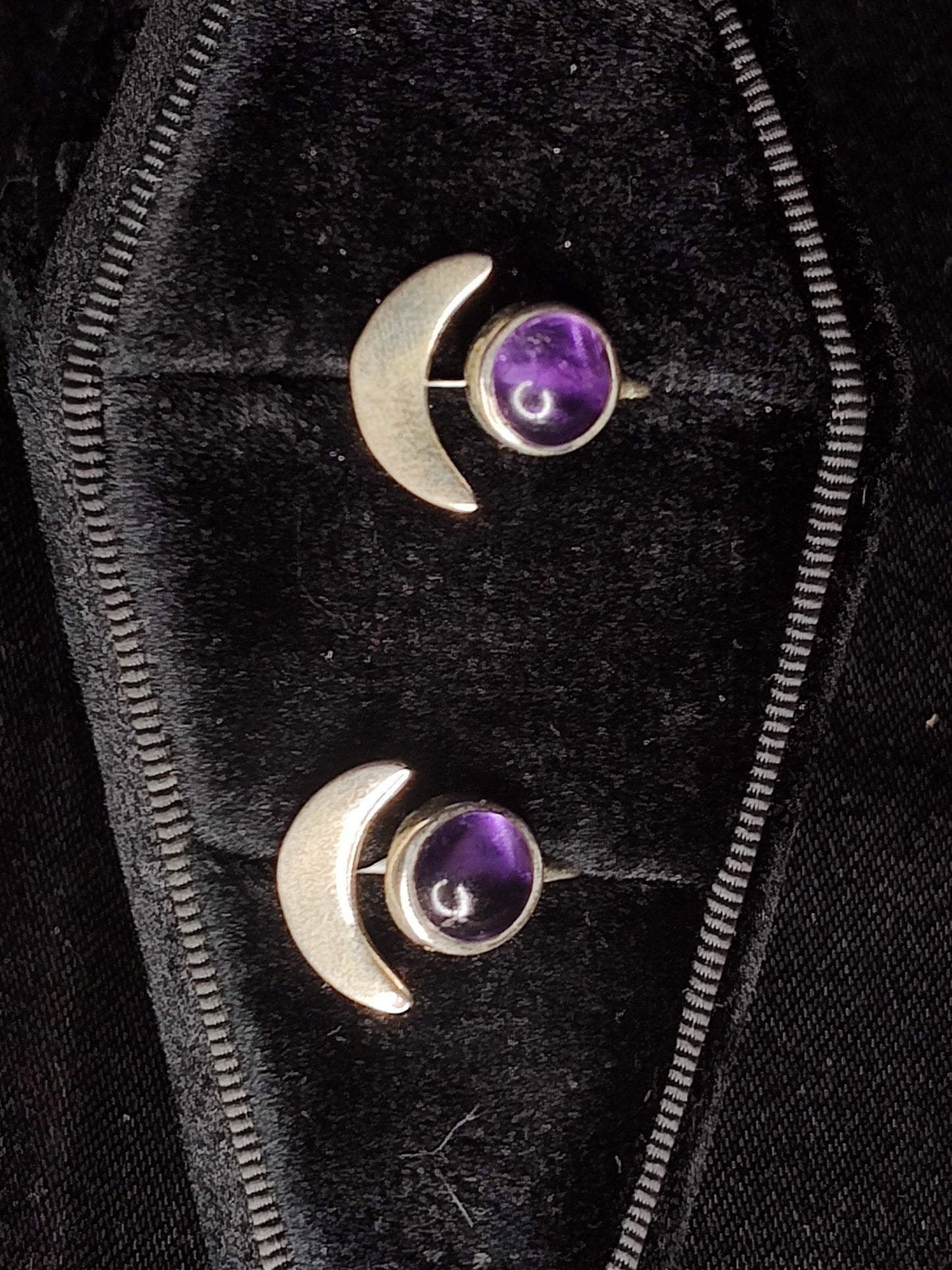 Cresent Moon Amethyst Sterling Silver Ring