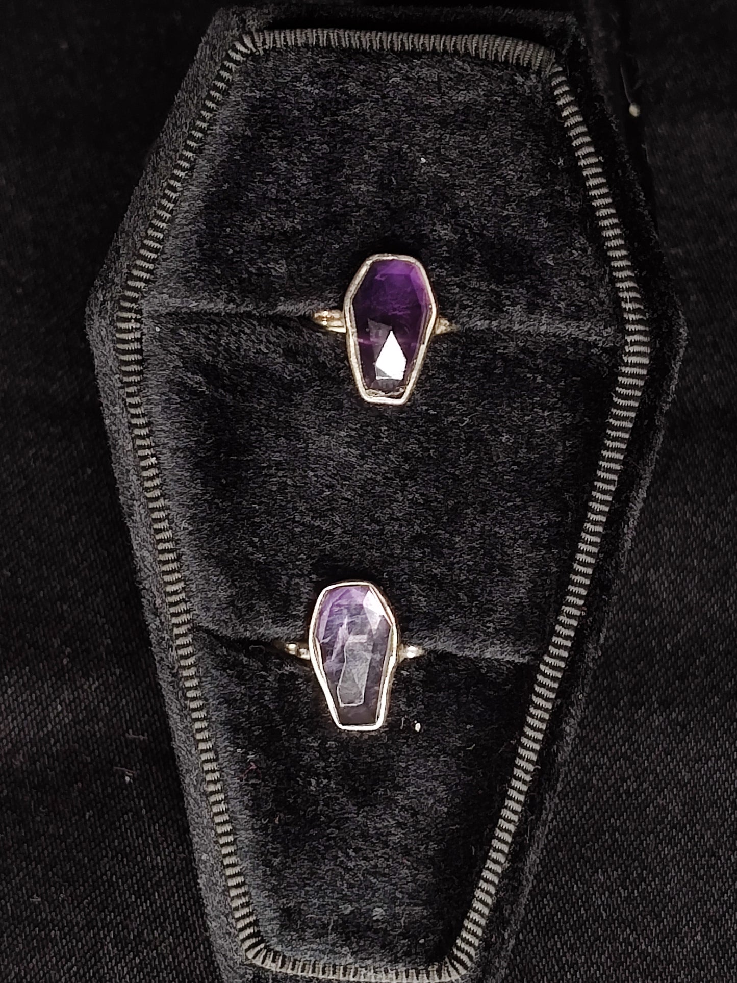 Amethyst Sterling Silver Coffin Ring