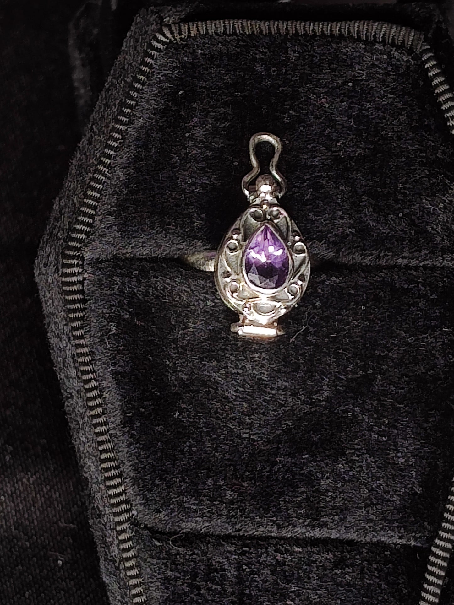 Amethyst Sterling Silver Poison Ring