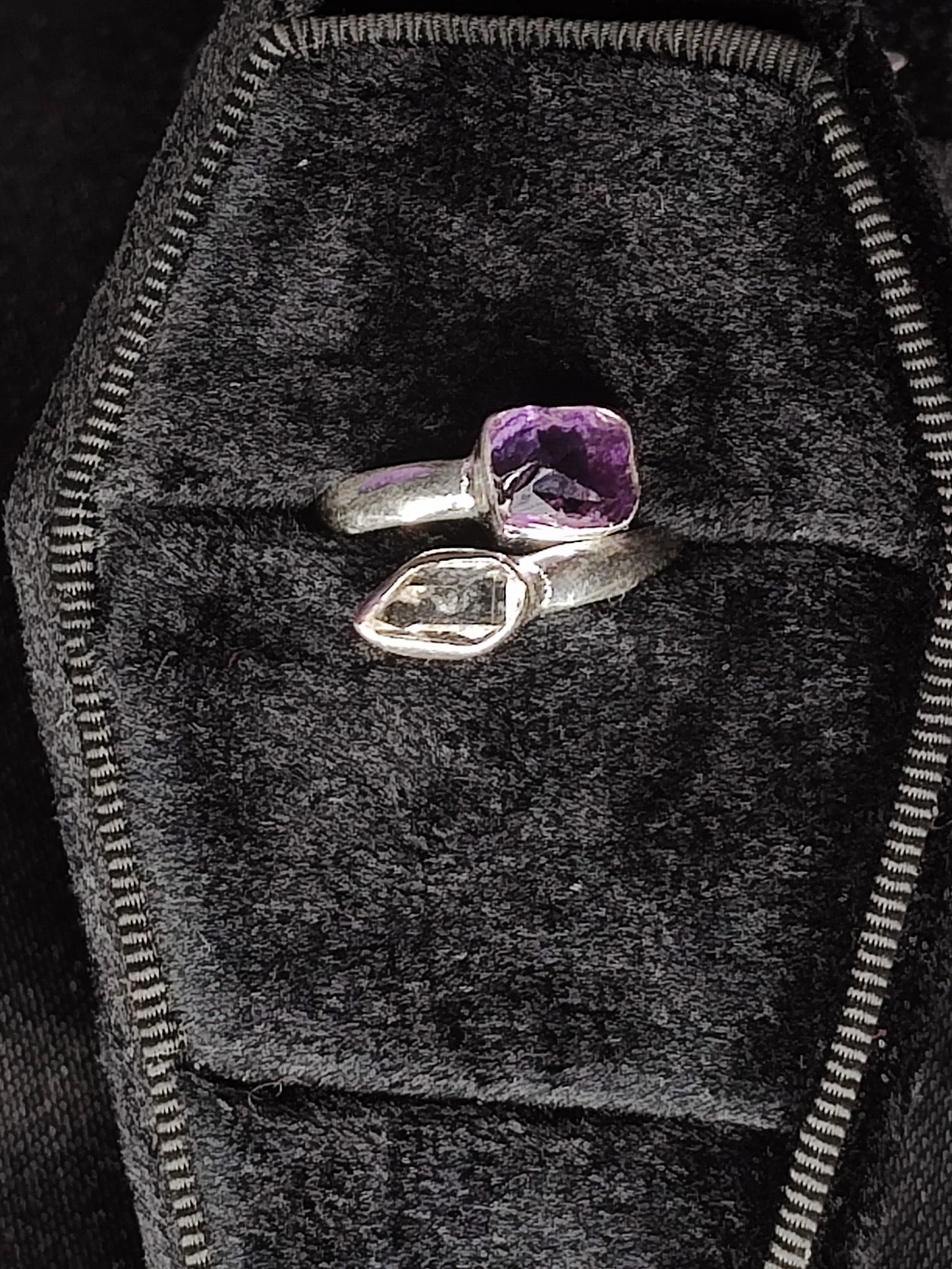 Amethyst and Herkimer Diamond Sterling Silver Ring