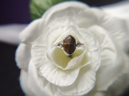 Tigers Eye in Diamond Cut Sterling Silver Setting Ring