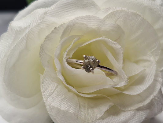 Black Diamond Raw Cut in Sterling Silver Setting Ring