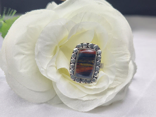 Tigers Iron Square Cut in Sterling Silver Setting Ring