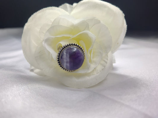Amethyst Circular Cut in Sterling Silver Setting Ring